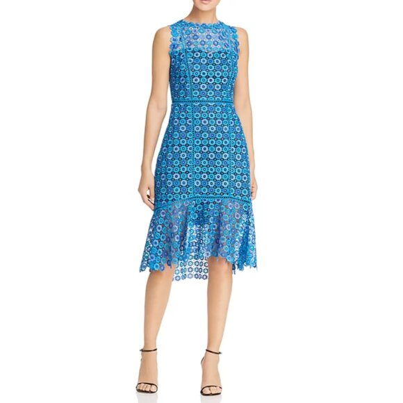Elie Tahari Breanna High-Neck Floral Lace Dress (MSRP $498) - Picture 1 of 8